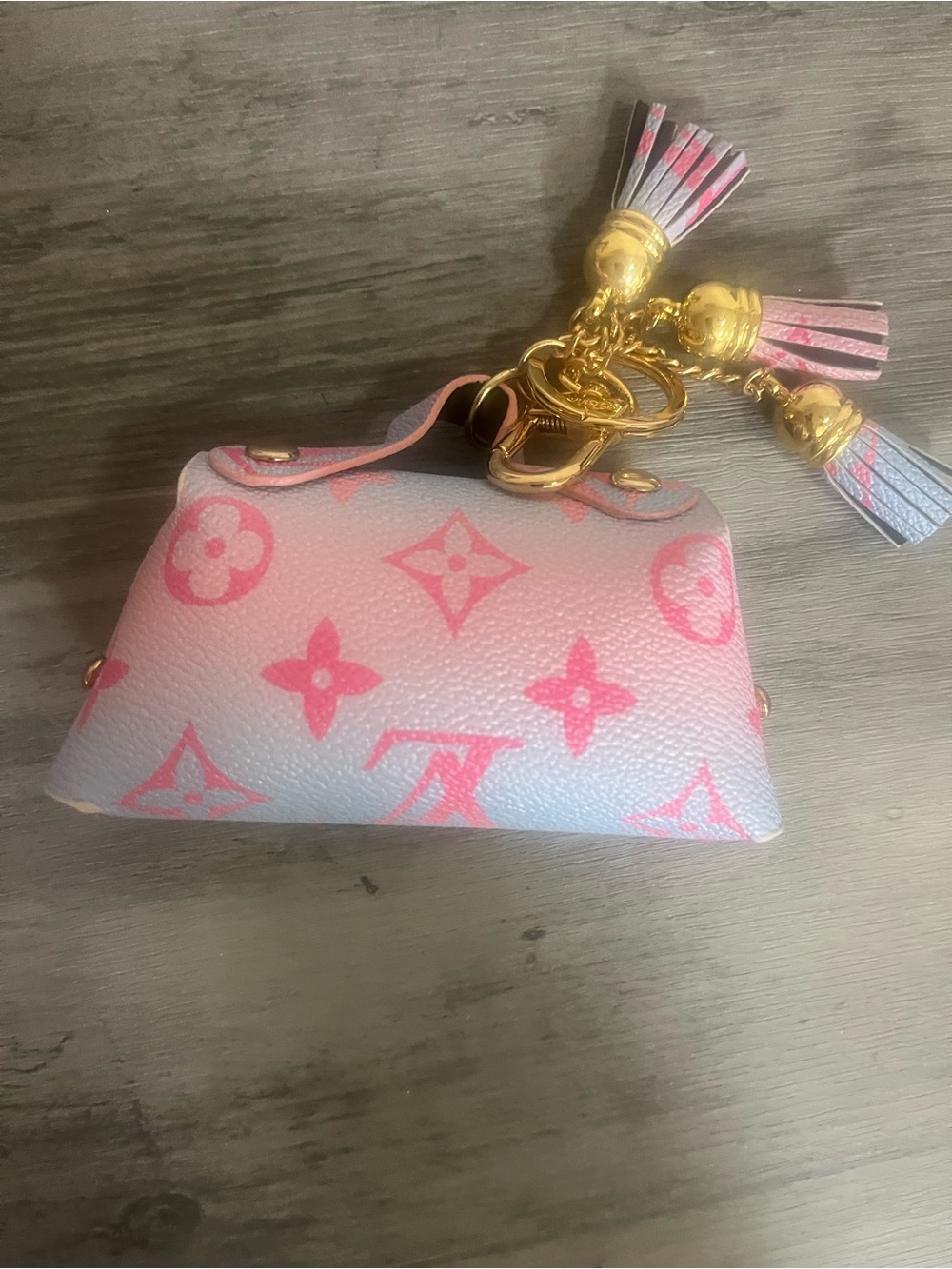 Pink Monogram Coin Pouch Keychain - Picture 3 of 6